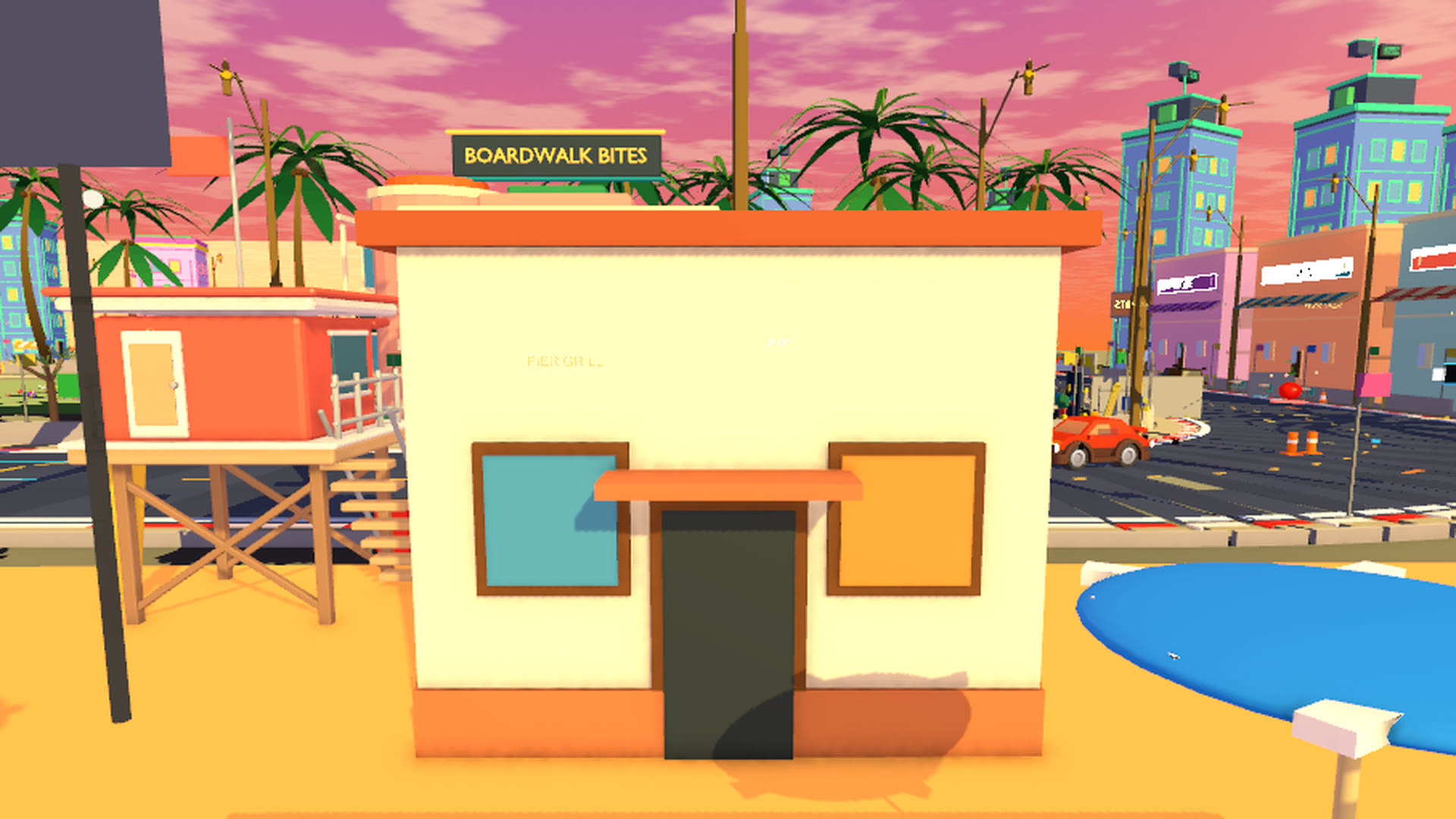 Boardwalk Bites pizzeria and lifeguard tower
